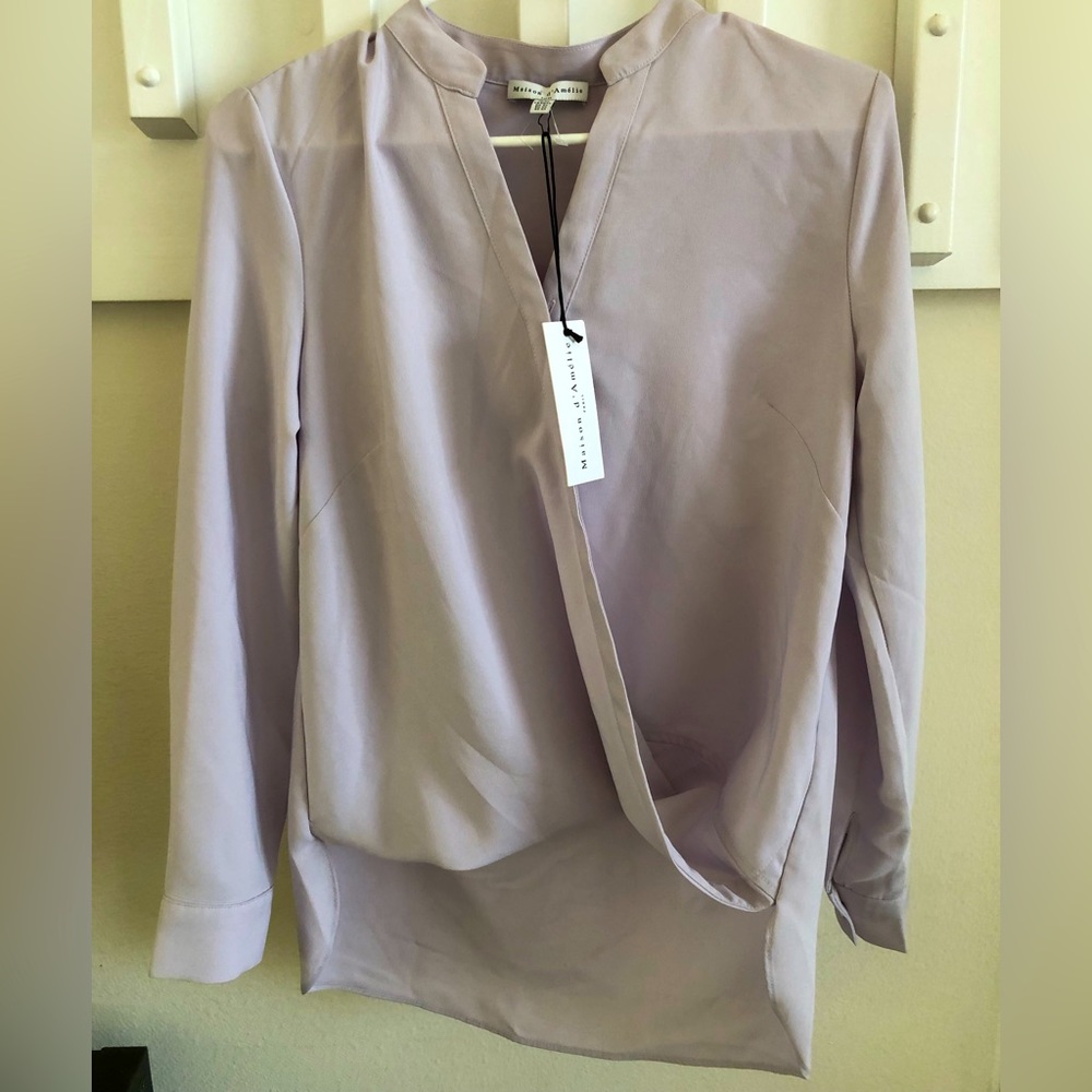 New Madison d Amelie violet silk shirt size XS